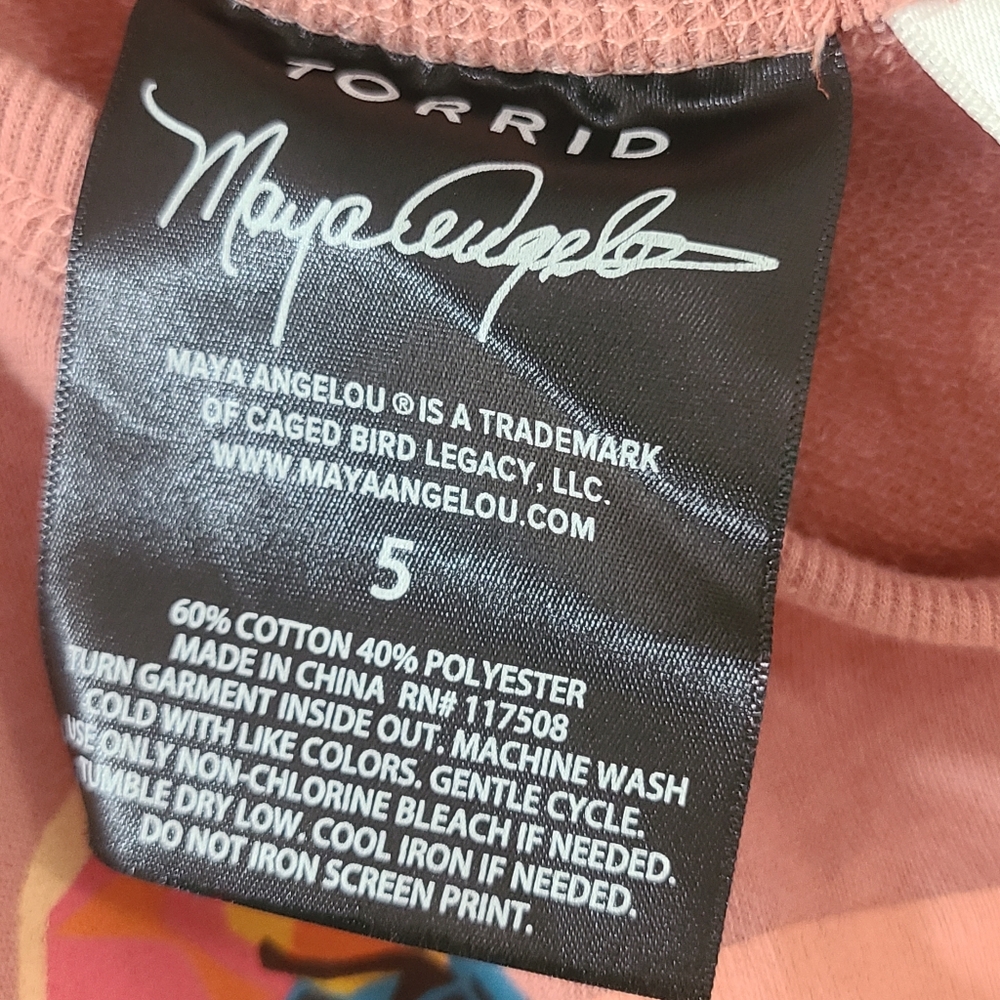 #TorridStrong Off-Shoulder Sweatshirt - French Terry Maya Angelou Rose Pink - Picture 15 of 16